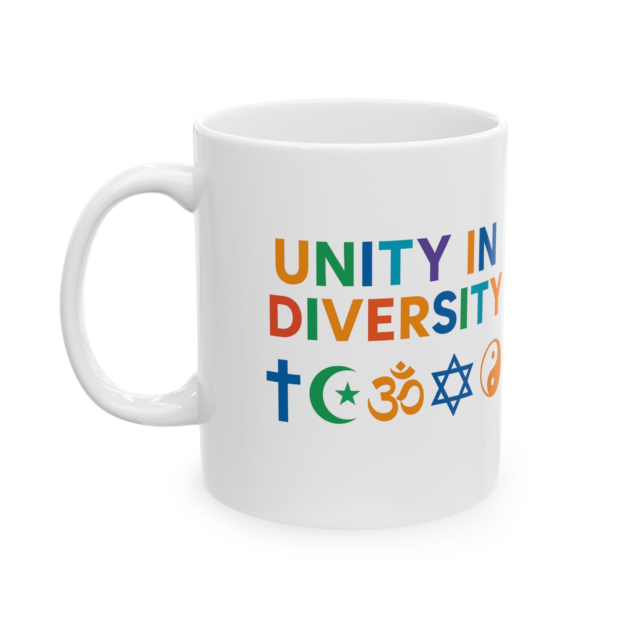 Unity in Diversity Ceramic Mug - 11oz & 15oz | Inspirational Gift, Coffee Cup, Tea Mug, Equality, Multicultural Decor