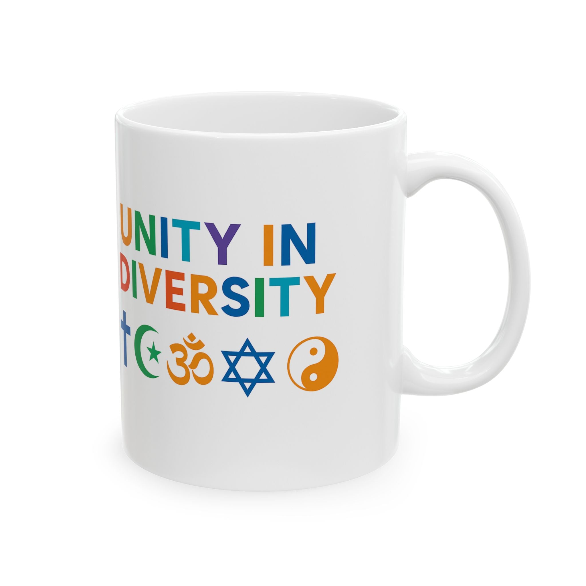 Unity in Diversity Ceramic Mug - 11oz & 15oz | Inspirational Gift, Coffee Cup, Tea Mug, Equality, Multicultural Decor